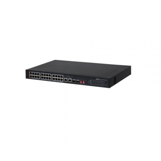 PoE šakotuvas 24-Portų, PoE+, uplink 2-Port  RJ45 + 2-Port SFP, 240W