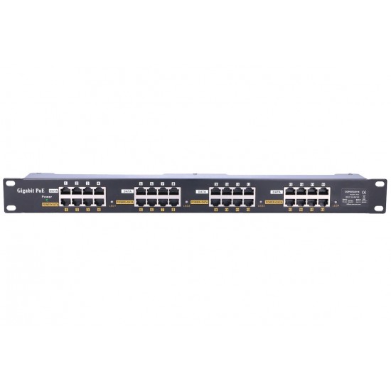 Passive Gigabit PoE Rack Mount Injector/Shielded Panel, 16 port