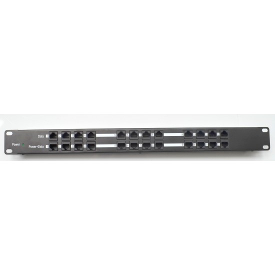 Passive PoE Rack Mount Injector/Shielded Panel, 12 PoE ports